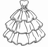 Coloring Dress Pages Wedding Fancy Dresses Kids Printable Getcolorings  sketch template