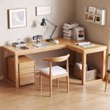 Corrigan Studio® Annielise 3 Piece Solid Wood L-Shaped Desk And Chair Set Office Set with Chair ...