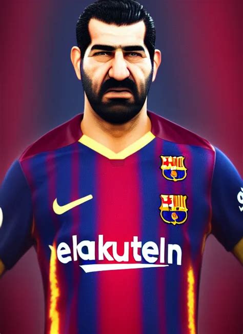 portrait of sadam hussain, fc barcelona jersey number | Stable Diffusion
