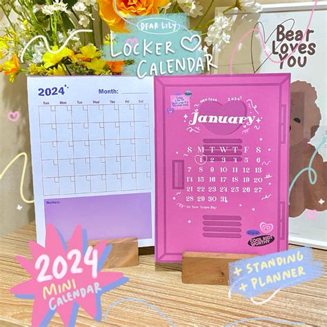 KAYU Dear Lily - 2024 Aesthetic School Locker Design Desk Calendar/Plnner Calendar/2024 Table ...