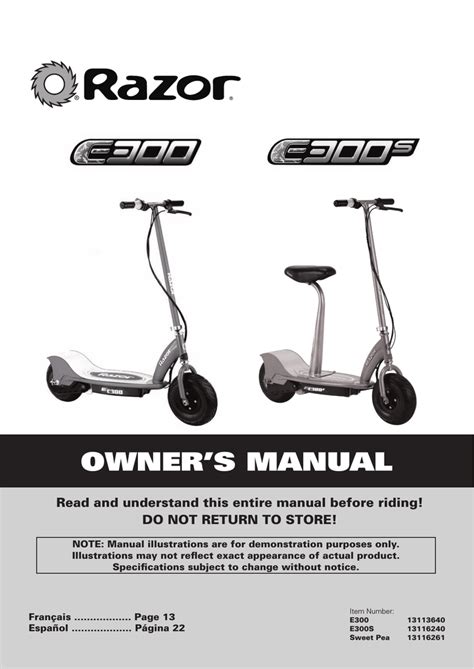 Razor E300 Series Owner's Manual | Manualzz