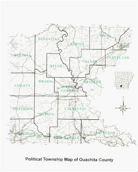 Present Day Ouachita County Map with Townships