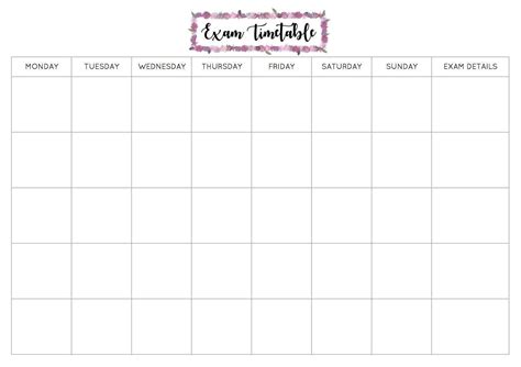 Pinterest with Blank Revision Timetable Template – Atlantaauctionco.com