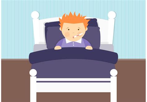 Sick Boy In Bed Vector - Download Free Vector Art, Stock Graphics & Images