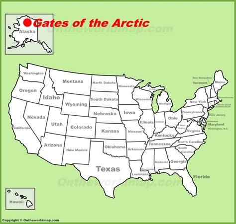 Gates of the Arctic location on the U.S. Map - Ontheworldmap.com