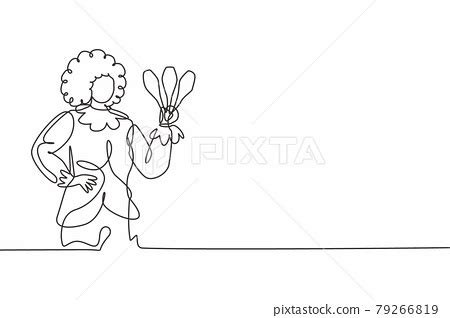 Continuous one line drawing young beautiful... - Stock Illustration [79266819] - PIXTA