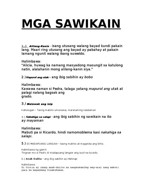 Mga Sawikain | PDF