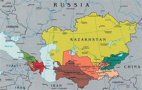 Map of Kazakhstan and surrounding countries - Map Kazakhstan surrounding countries (Central Asia ...