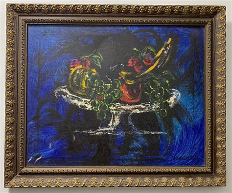 Original Brutalist Style Oil Painting Abstract Still Life With Vibrant ...