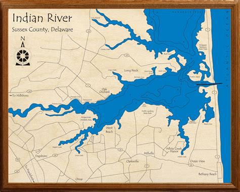 Indian River Inlet Map 3D Laser-cut Wood Map Delaware | Etsy