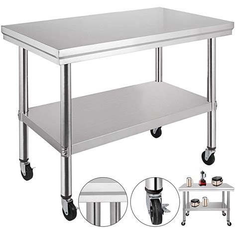 24 x 30 x 32 Inch Stainless Steel Work Table with casters Heavy Duty ...