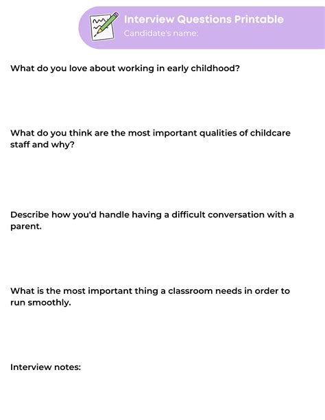 Interview Questions For A Preschool Teacher