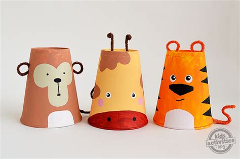 Foam Cup Crafts - Set of 3 Safari Animals