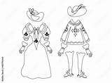 Vector Set Of Historical Male And Female Costumes The 17th Century  sketch template