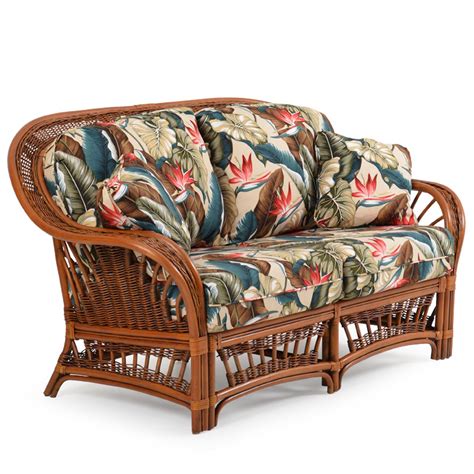 Bali Indoor Rattan Loveseat with Cushions - Leaders Casual Furniture