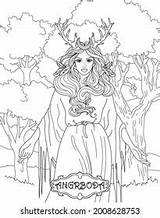 Angrboda Coloring Book Adults Scandinavian Mythology Stock Illustration  sketch template