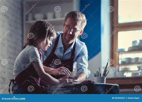 People in pottery stock image. Image of wheel, spinning - 92352201