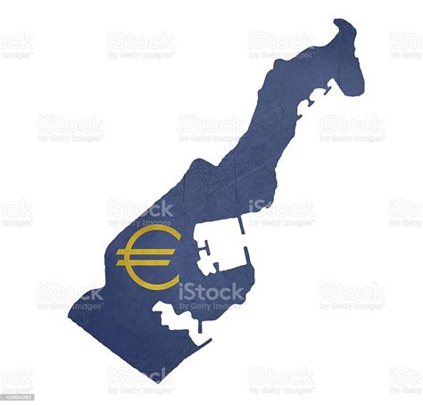 European Currency Symbol On Map Of Monaco Stock Illustration - Download Image Now - Blue ...