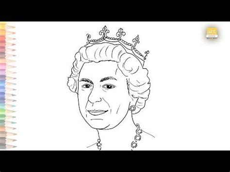 Queen Elizabeth II drawing easy 23 | How to draw Queen Elizabeth II simply | Outline drawings ...