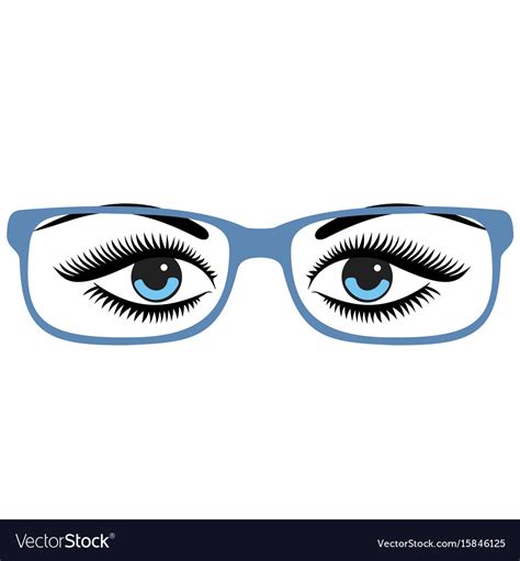 Beautiful womens blue eyes with glasses Royalty Free Vector