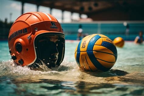 Premium Photo | Waterpolo Ball in water Equipment