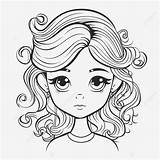 Linda Garota De Cabelo Cacheado Página Para Colorir Vetor PNG  Esboço sketch template