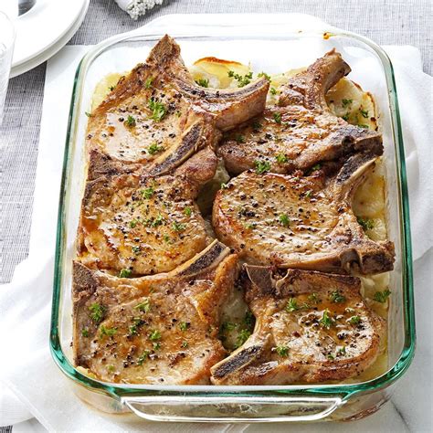 Pork Chops with Scalloped Potatoes Recipe | Taste of Home