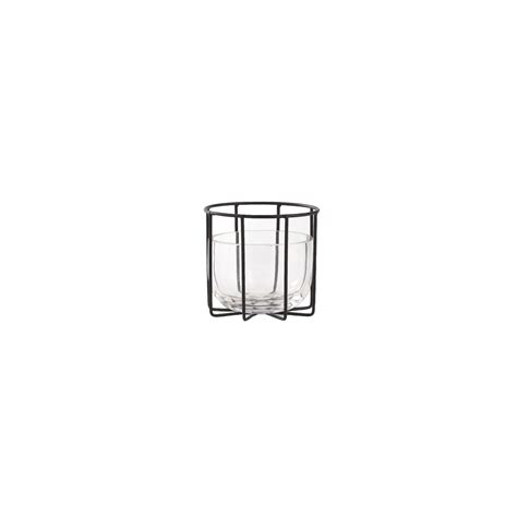 CC Home Furnishings 4.5" Clear and Black Cylindrical Hand Blown Glass ...