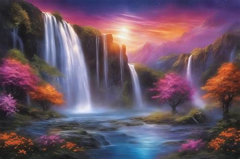 Premium AI Image | 3D Waterfall wallpaper