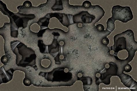 Free TTRPG Battlemap – The Tangled Caverns • Seafoot Games