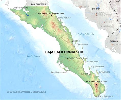 Baja California Sur Map – Verjaardag Vrouw 2020