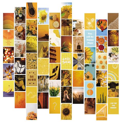 Buy fantasy casa Yellow Aesthetic Wall Collage Kit, 60 Set 4x6 inch Images, Room Decor for Teen ...
