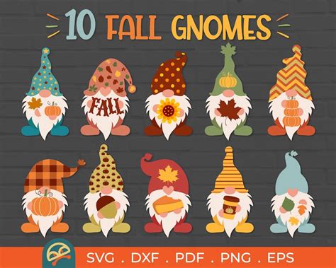 10 Fall Gnome SVG Autumn Gnomes Svg Pumpkin svg Fall svg | Etsy