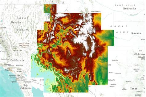 1 degree digital elevation model for Colorado, New Mexico, Utah and Arizona, USA | Data Basin