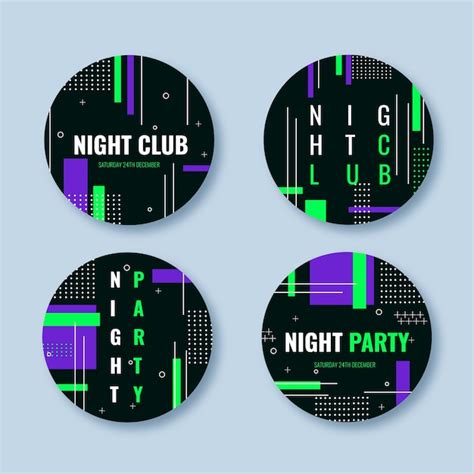 Free Vector | Flat design night club labels template