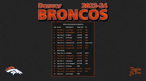 2023-2024 Denver Broncos Wallpaper Schedule