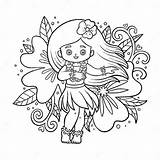 Coloring Book Hawaiian Girl Dancing Hula Stock Vector  Illustration sketch template