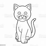 Easy Coloring Cartoon Vector Illustration Of A Cat Stock  sketch template