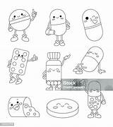 Cute Cartoon Character Pills Coloring Page Healthcare And Medicine  sketch template