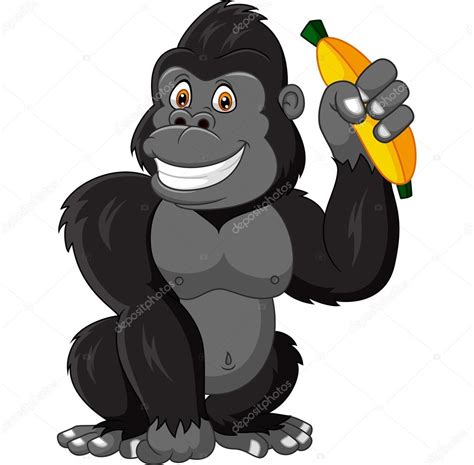 Cartoon funny gorilla holding banana Stock Vector by ©dreamcreation01 123667306