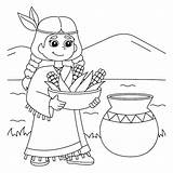 Thanksgiving Indian Coloring Pages & coloring Book sketch template