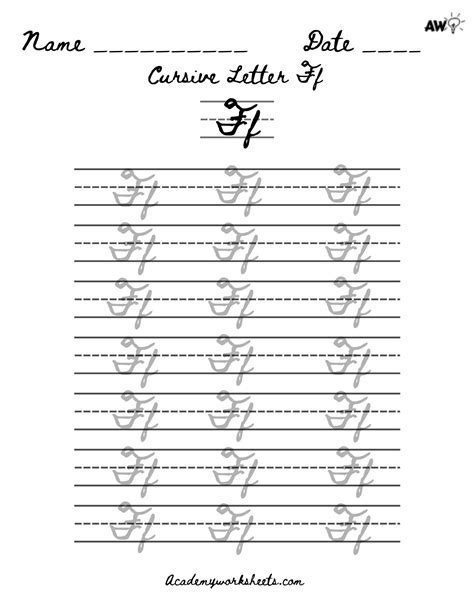 Learn to Write the Letter F f in Cursive Easily - Academy Worksheets