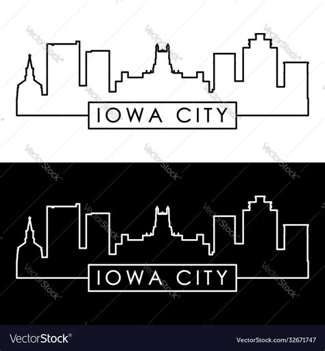 Iowa city skyline linear style editable file Vector Image