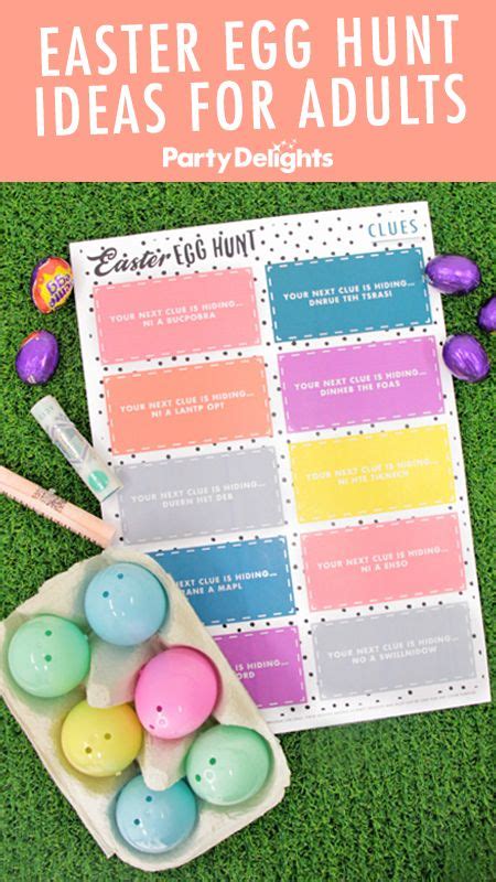 Easter Egg Hunt Ideas for Adults + Printable Clues | Party Delights ...