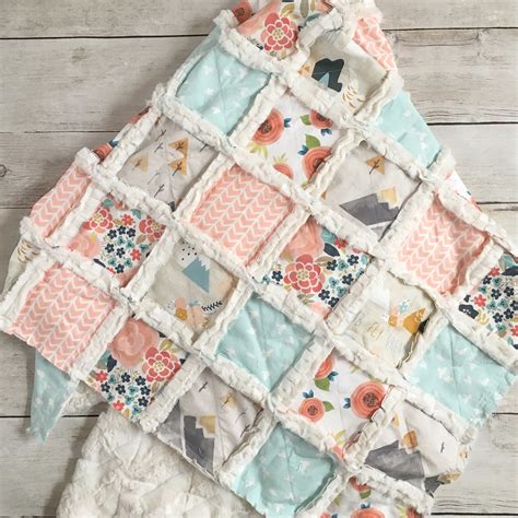 Floral Mountain Minky Rag Quilt Baby Blanket for Girls - Etsy Australia