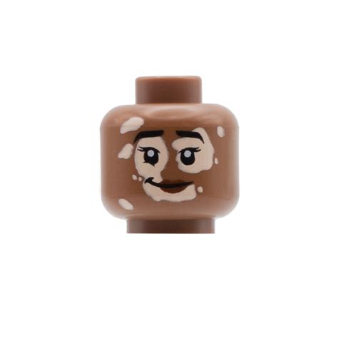 Vitiligo Head with Big Grin / Closed Smile (Medium Brown) - LEGO Minif – Minifigs.me