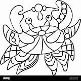 Coloring Page With crab In Ornamnets Vector Design Graphic For  sketch template