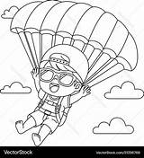 Little Boy parachute coloring page For Kids Vector Image sketch template