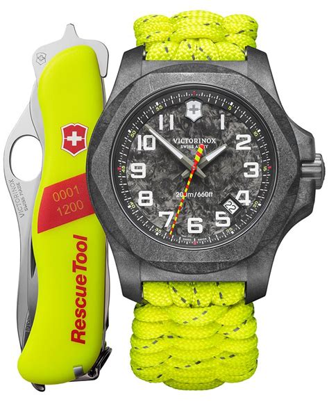 Victorinox Swiss Army LIMITED EDITION Men's Swiss INOX Carbon LE Neon Yellow Paracord Strap ...