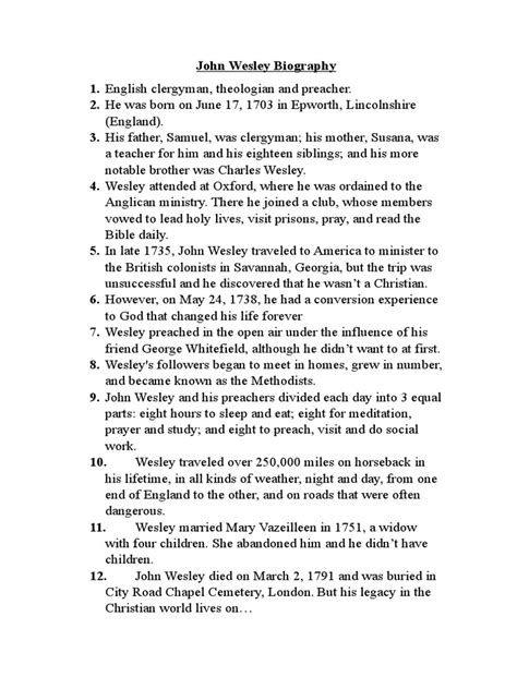 John Wesley Biography | PDF